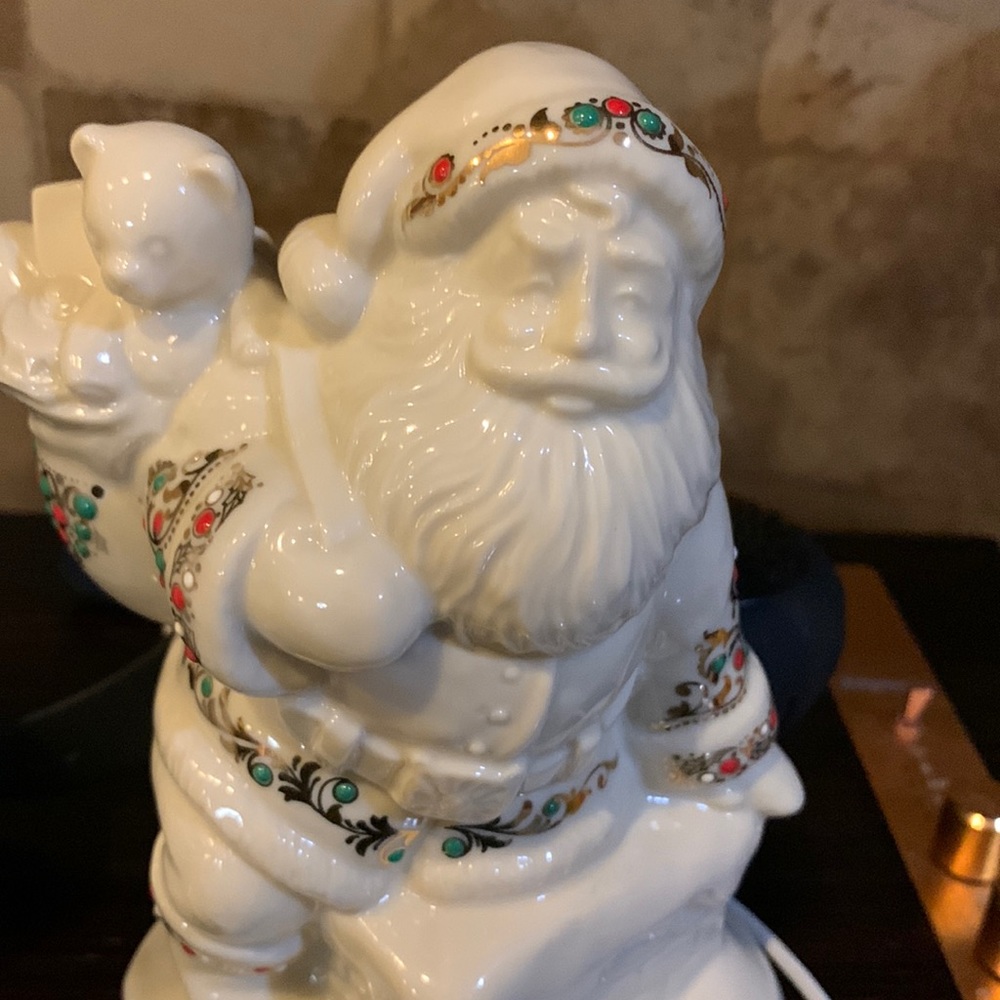 Beautiful Porcelain  Lenox Jewel Santa carrying a bag of toys Jewels everywhere